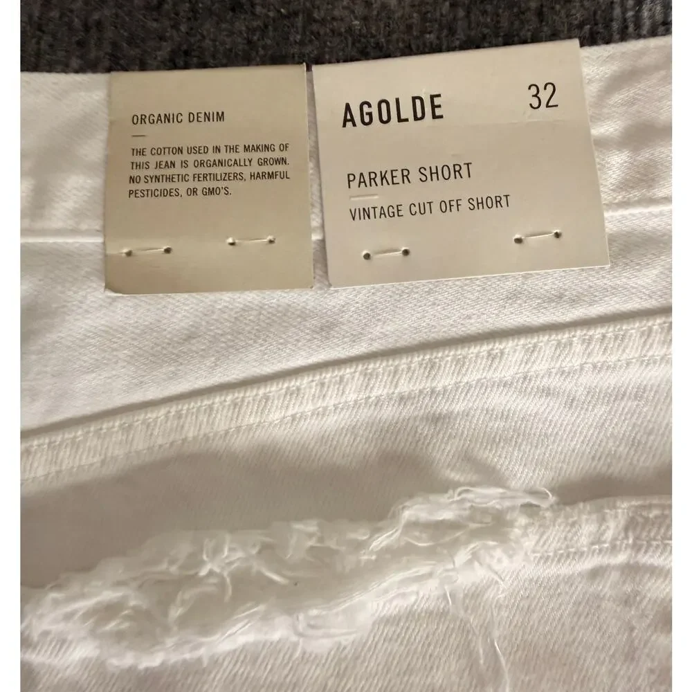 AGOLDE Parker Long White High-Rise Denim Cutoff Shorts size 32 NWT
